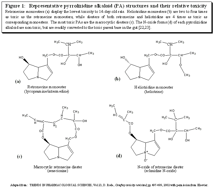 Representative PA structures and Relative Toxicity Figure